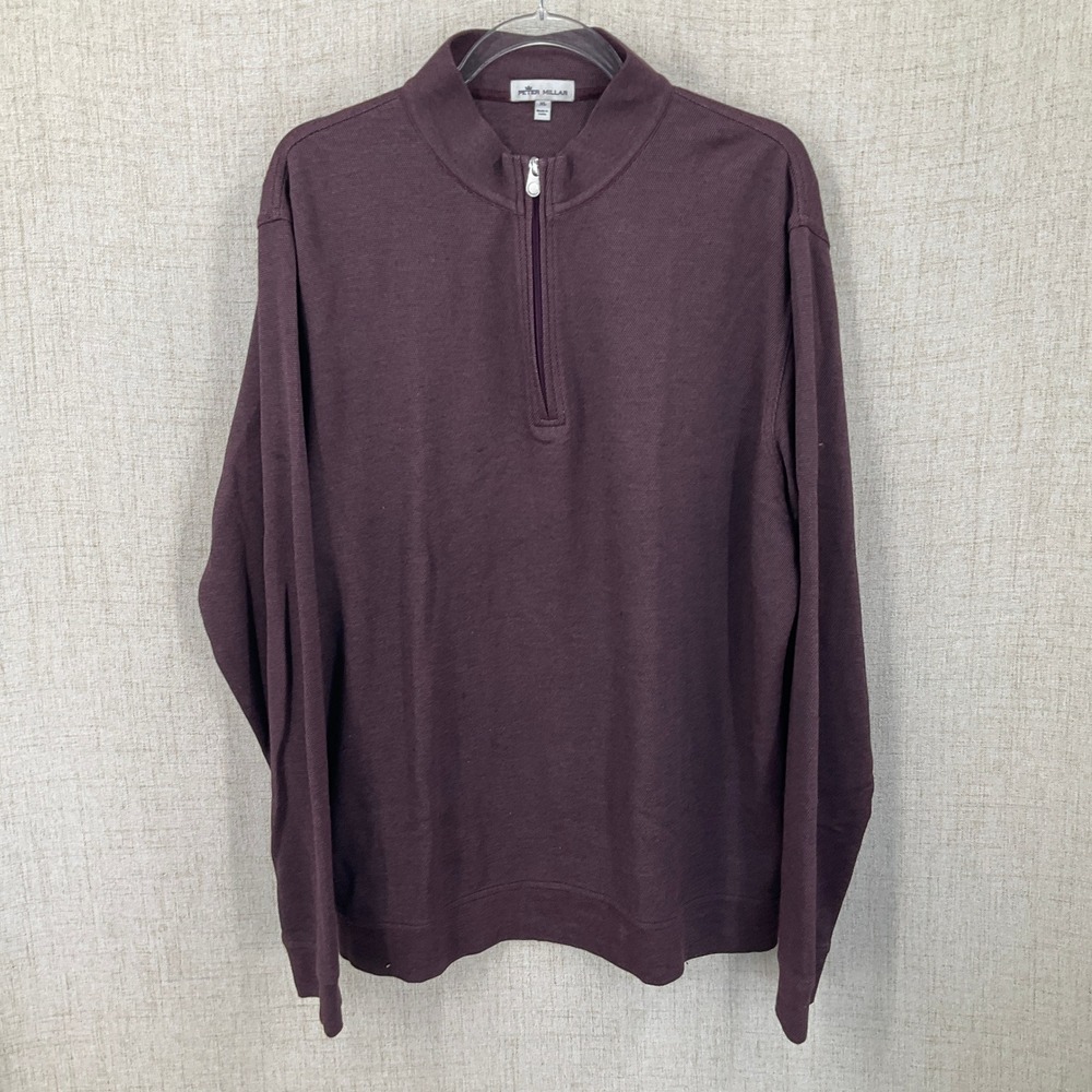 Peter Millar Pullover Mens XL Purple Cotton Modal 1/4 Zip Sweater